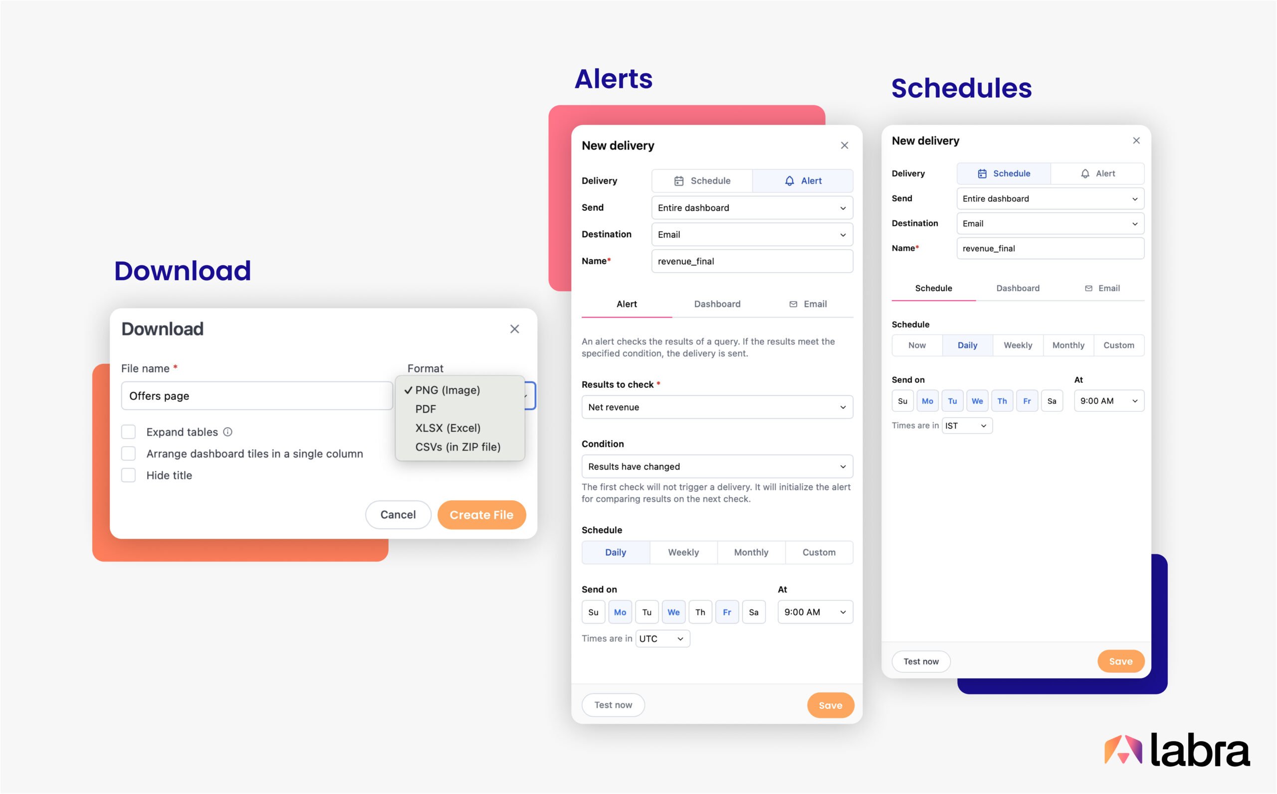 Download or schedule reports - whichever is suitable!