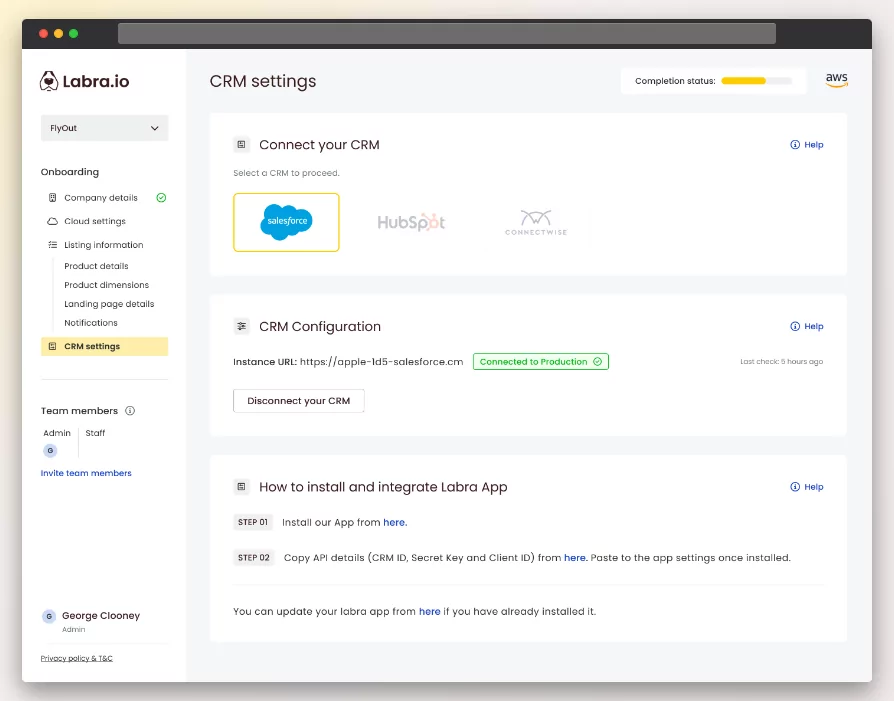 Salesforce CRM connection successful